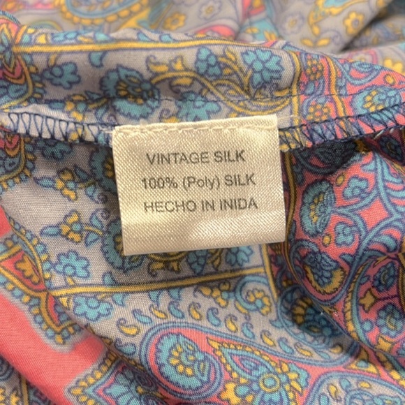 SILK MAXI DRESS | 100% VINTAGE SILK | WOMEN’S ONE SIZE | PINK TASSELS | BLUE - Picture 8 of 8